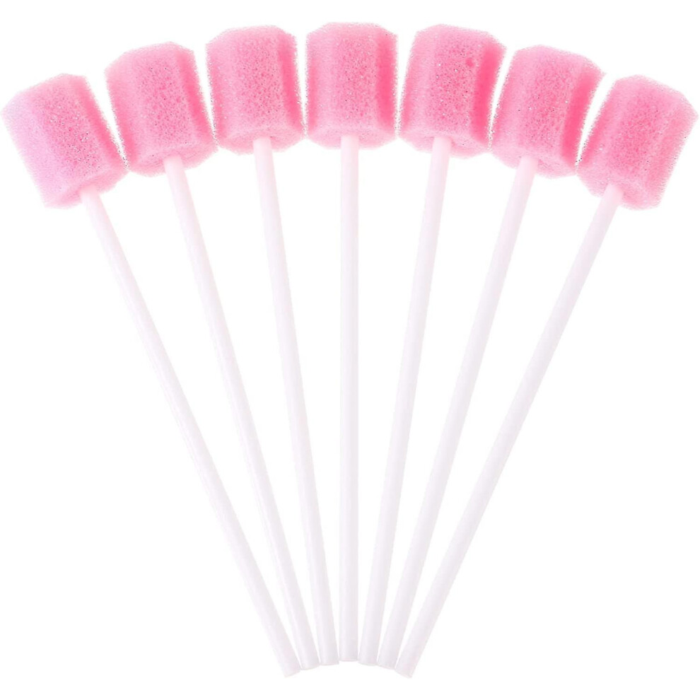 Pink 100Pcs Oral Care Sponge Swab Disposable Mouth Swab Tooth Cleaning Tool Dental Care Kit (Pink)