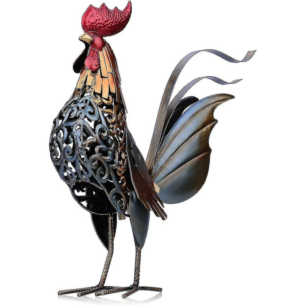 Rooster Sculpture In Carved Metal Home Artwork Of Furnishing Articles [xc]