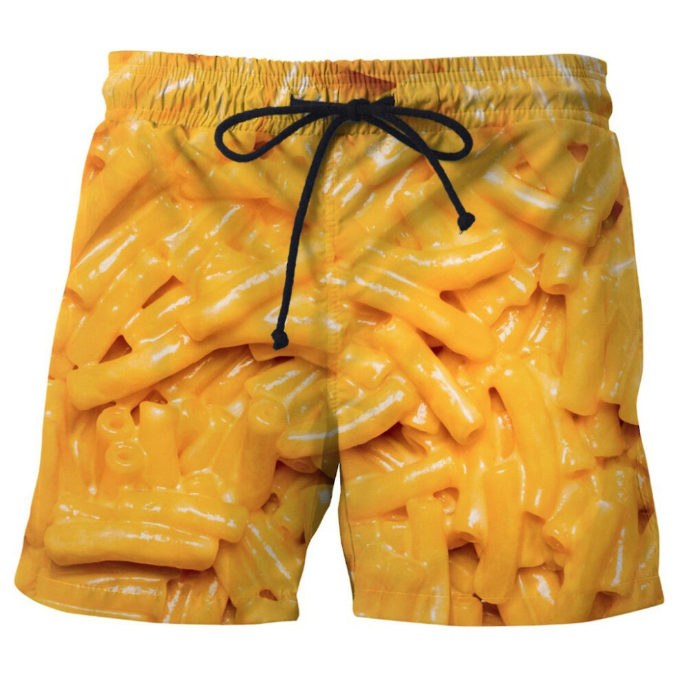 Sausage Print Men Shorts Wide Leg Elastic Waist Drawstring Food Shorts
