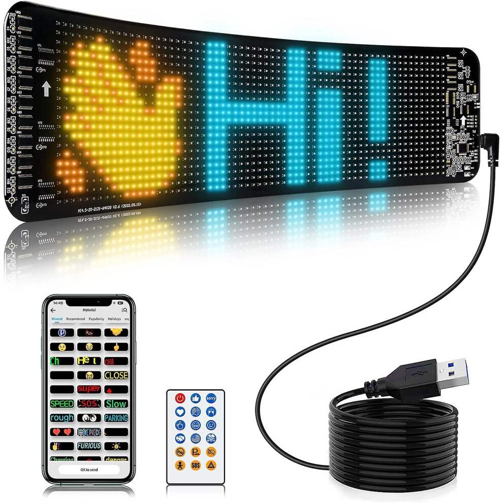Scrolling Advertising Led Sign, Flexible Usb 5v Led Car Sign App Control,diy Design Text, Patterns, Animations(13.5''x4'')