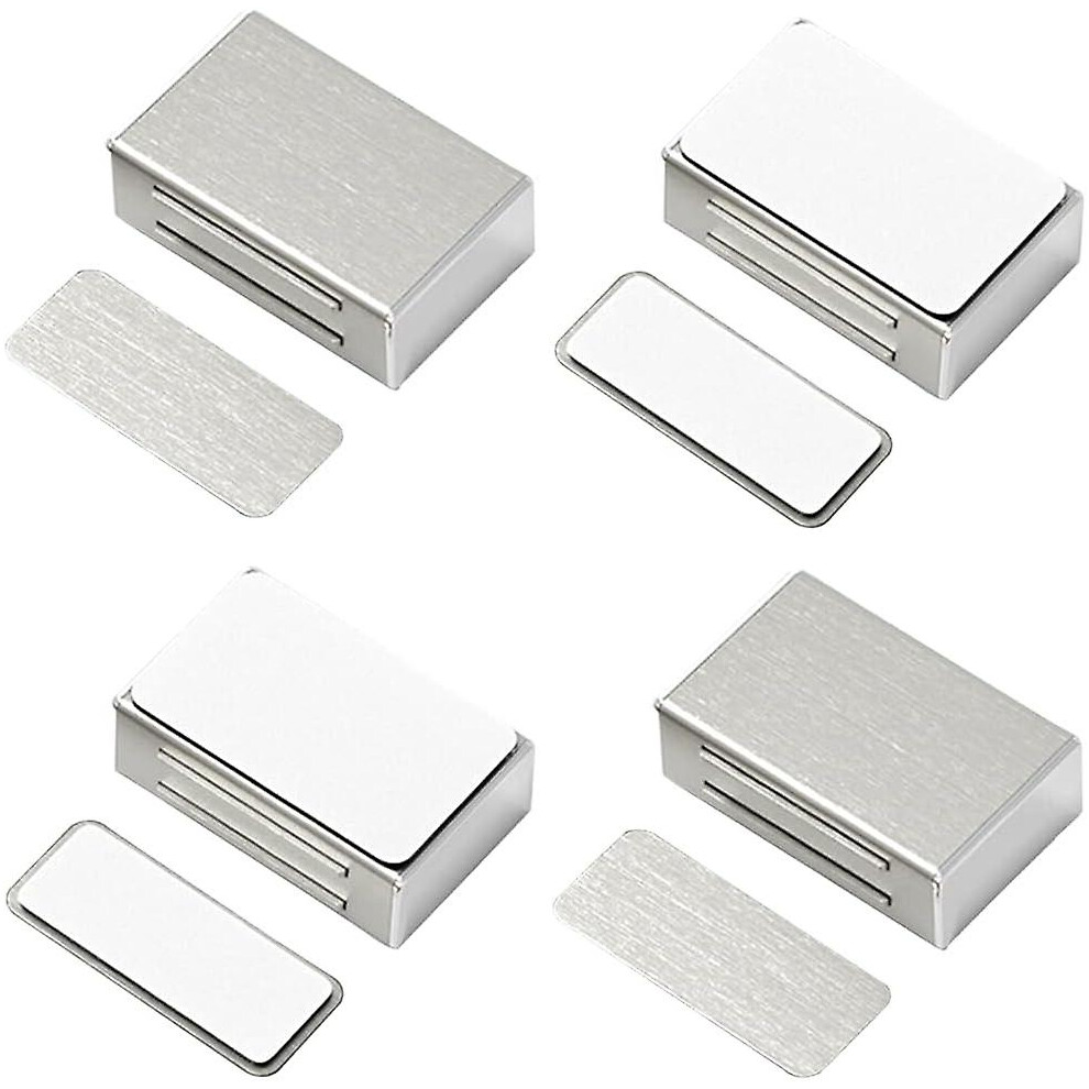 Self Adhesive Cabinet Door Magnet 4 Pack Magnetic Door Latches Updated No Screws No Drilling For Kitchen Cupboard Strong Closing Magnet For Drawer, Ca
