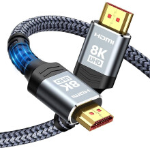 Ultra-high Speed 8k 60hz Hdmi Cable 3.3ft/1m, Highwings 48gbps Hdmi Braided Cable-4k@120hz 7680p, Dts:x, Hdcp 2.2
