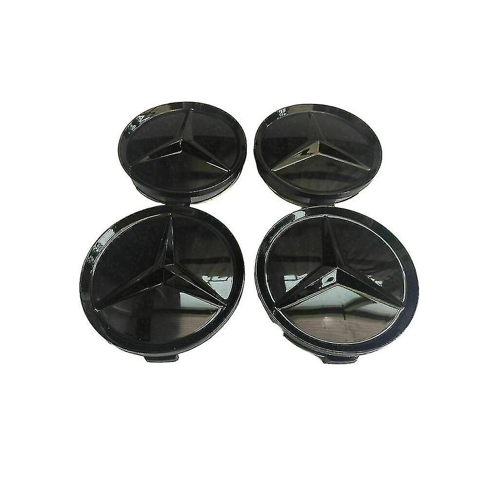 Set Of 4 Gloss Mercedes Alloy Wheel Center Caps 75Mm Black 6262875210050