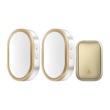 (Gold) 3 Pieces Wireless Door Bell Doorbell Outdoor Alarm Office