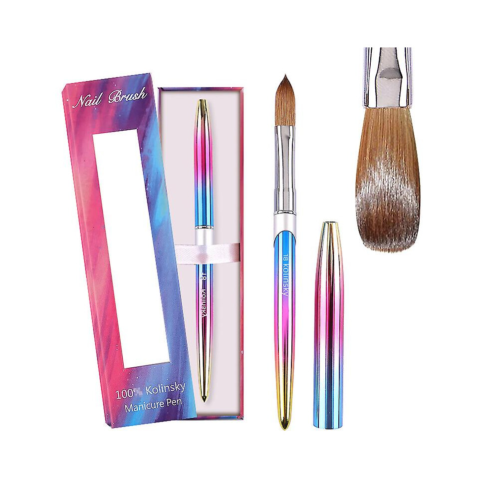 (14) Kolinsky Acrylic Nail Brush, 3d Pure Handmade Round Shape (size # 2/4/6/8/10/12/14/16/18) Nail Brushes For Acrylic Application, ,professional Nail Ar