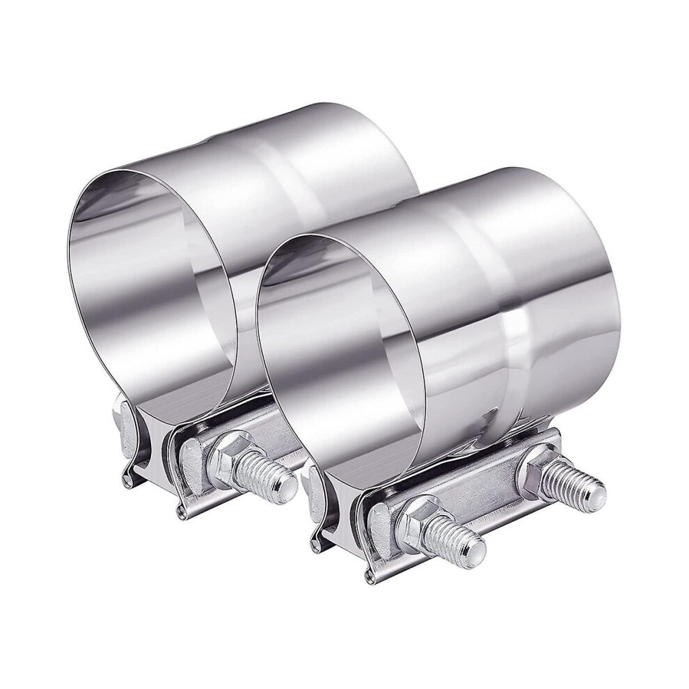 3 Inch Exhaust Clamp, Lap Joint Exhaust Band Clamp Sleeve Coupler Stainless Steel (2Pcs) 6262875210357