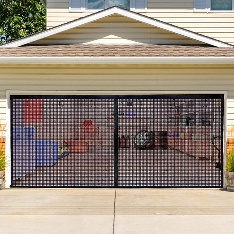 Garage Door Screen,2X4m Garage Screen Mesh With Magnets,Retractable Hands Free Garage Net Screen 6262875210968