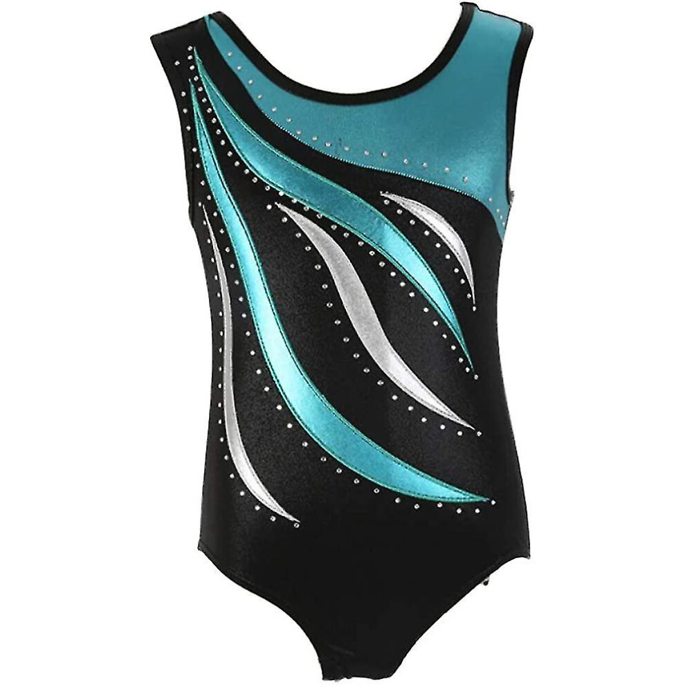 Srbtv-girls One-piece Striped Gymnastics Ballet Leotards Shinning Diamond Embroidered