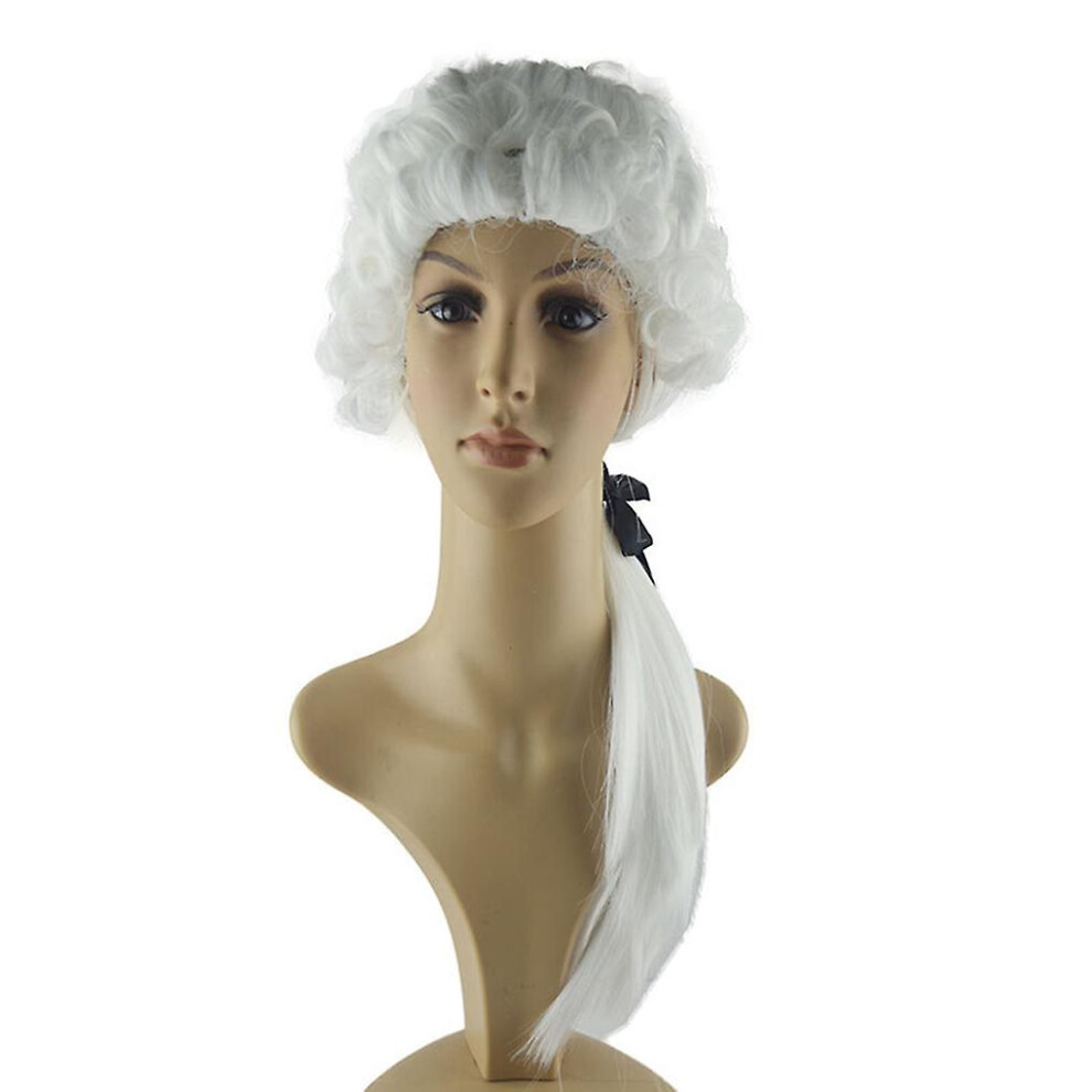 Men Women Cosplay Wigs White Lawyer Costume Wig Halloween Masquerade