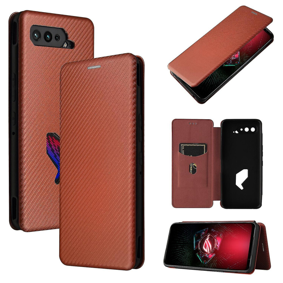 (Brown) For Asus Rog Phone 5 Tpu Pc Pu Leather Case Brown 3010291933922