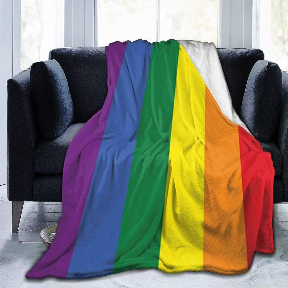 Throw Blanket Soft Rainbow Pride Decorative Personalized All-season Anti-static For Fleece Throw Sofa Couch Bed