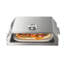 SRBT063: Bighorn Stainless Steel Pizza Oven Box - Grill Compatible, 5.2 kg, Integrated Thermometer, Includes Pizza Stone
