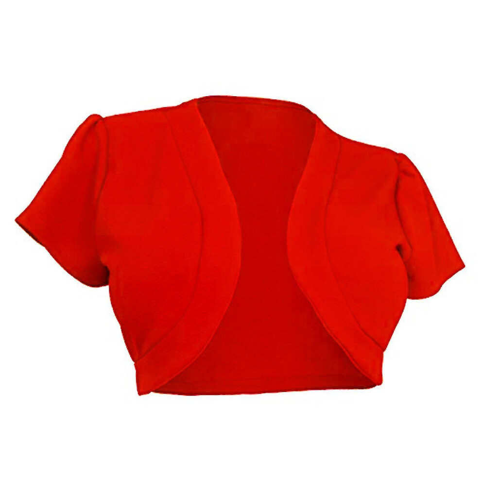 (Red, XL) Ladies Fashion Sexy Short Sleeve Solid Color Knit Bolero Shrug Jackets