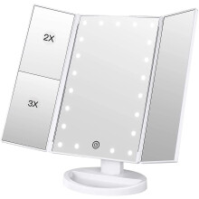Vanity Mirror, 3 Side Vanity Mirror Tabletop Mirror With 21 Led Foldable Di