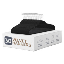 (Black, Pack of 30) Velvet Hangers Space Saving Clothes Hanger Set