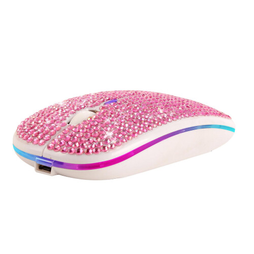 Wireless Mouse Dazzling Rechargeable 2.4Ghz Ultra Thin Wireless Mouse  Covered Wwith Crystal 1