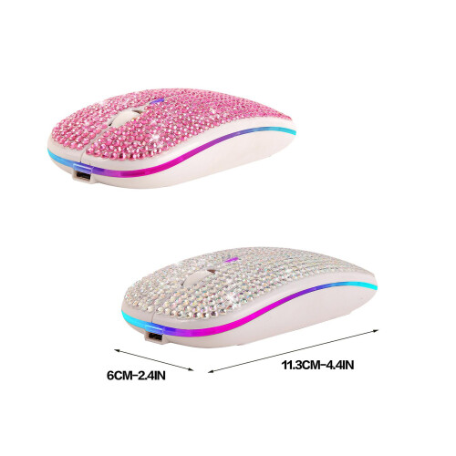 Wireless Mouse Dazzling Rechargeable 2.4Ghz Ultra Thin Wireless Mouse  Covered Wwith Crystal 2