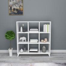 (White) 9 Cube Square Bookcase With Legs Cabinet Storage