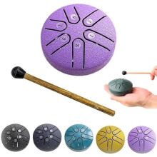 (Purple) Steel Tongue Drum Rain Chime, Rain Drum Instrument for Outside, Steel Tongue Drum Rain Chime Waterproof, Steel Tongue Drum 3 Inches 6 Notes