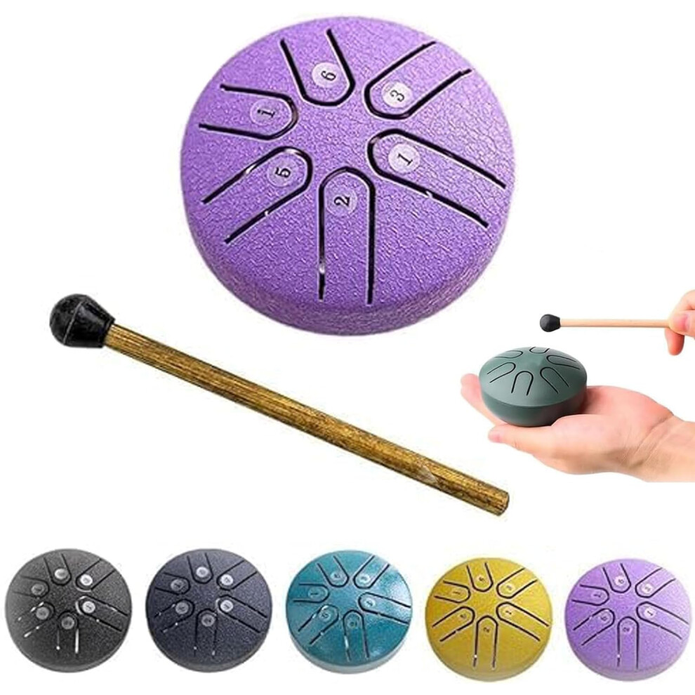 (Purple) Steel Tongue Drum Rain Chime, Rain Drum Instrument for Outside, Steel Tongue Drum Rain Chime Waterproof, Steel Tongue Drum 3 Inches 6 Notes