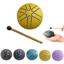 (Gold) Steel Tongue Drum Rain Chime, Rain Drum Instrument for Outside, Steel Tongue Drum Rain Chime Waterproof, Steel Tongue Drum 3 Inches 6 Notes