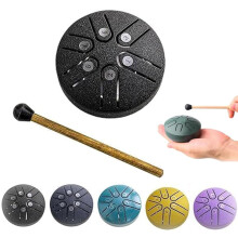 (Black) Steel Tongue Drum Rain Chime, Rain Drum Instrument for Outside, Steel Tongue Drum Rain Chime Waterproof, Steel Tongue Drum 3 Inches 6 Notes