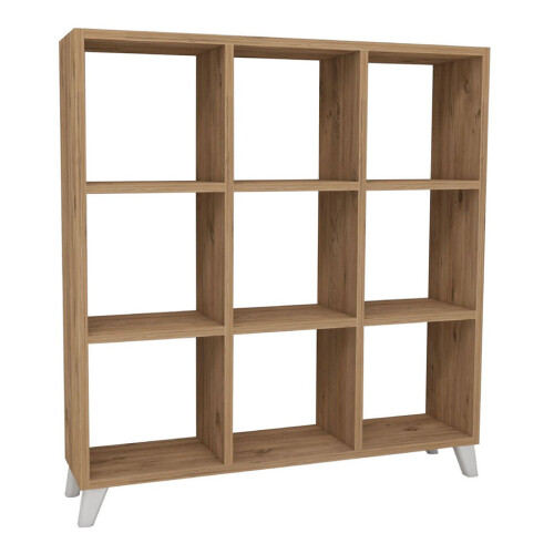 URBN Living (Pine) 9 Cube Square Bookcase With Legs Cabinet Storage 2