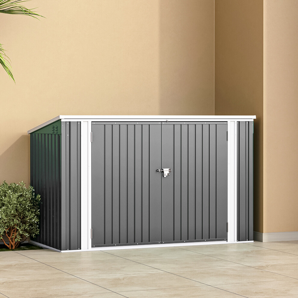 7 x 3 ft Lockable Steel Garden Metal Junk/Bike Storage Shed, Grey