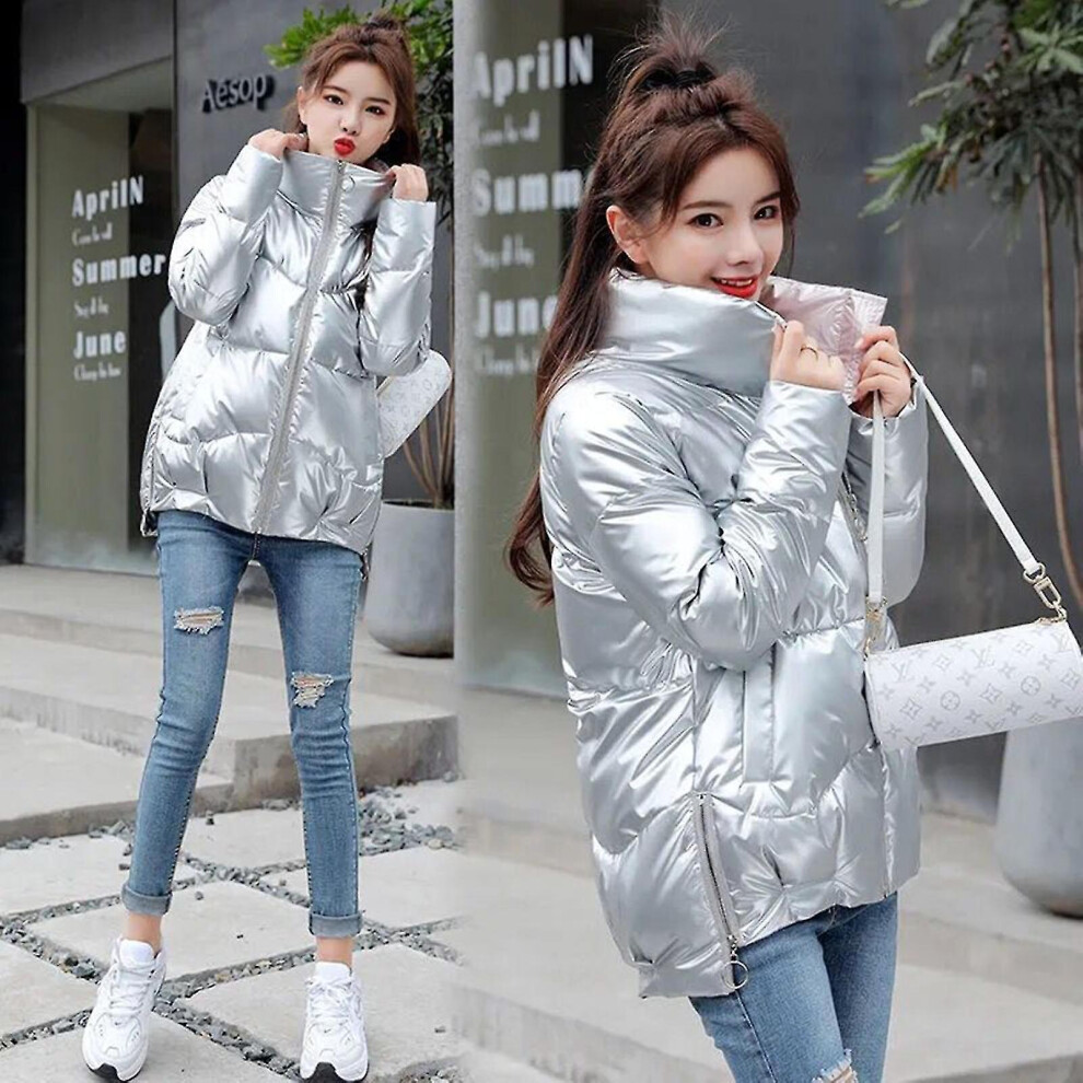 Women's Coat Short Jacket Fashion Winter Glossy Loose Women's Coat For Casual Daily Outwear