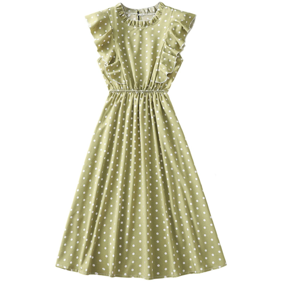 Women's Polka Dot Print Dress Plus Size Print Long Dress For Going Beach Side Wear