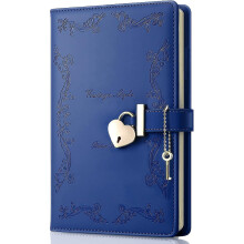 Girls Diary With Lock And Key, Cute Heart Shaped Lock Journal For Women, Refillable A5 Vintage Secret Pu Leather Notebook Gift For Teen Girls - Navy B