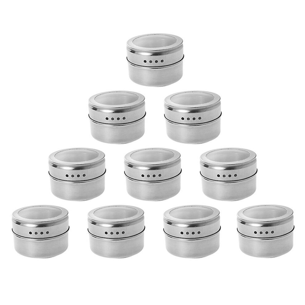 10 Pcs Stainless Steel Spice Jars Magnetic Spice Tins Portable Lightweight Storage Containers Herb Seasoning Storage Holders (frosted)