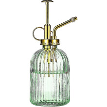 Glass Plant Mister Spray Bottle, 7.5" Green Glass Water Spray Bottle With Gold Top Pump Small Watering Can, Small Plant Sprayer Mister For Indoor Outd