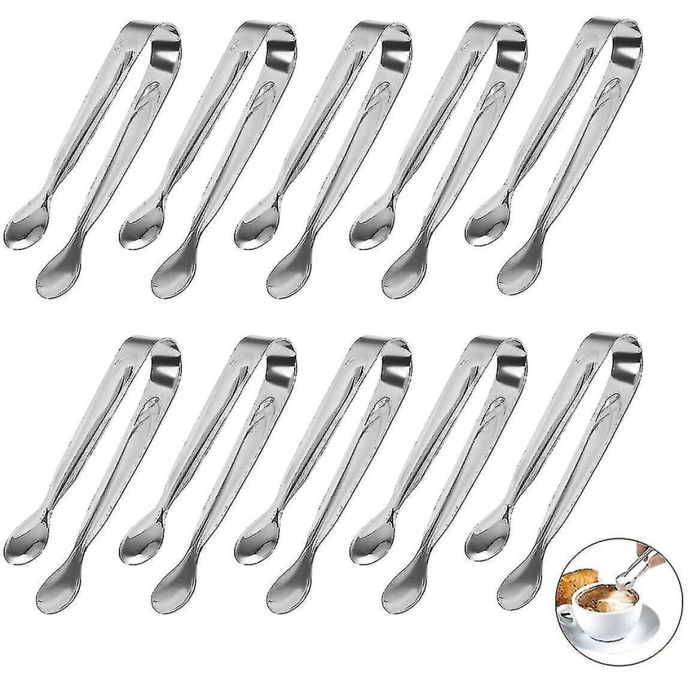 10 Pieces Stainless Steel Sugar Tongs Set, Ice Cube Tongs Compatible With Sweets Candy Salad Spaghetti Serving Tongs In Wedding Party
