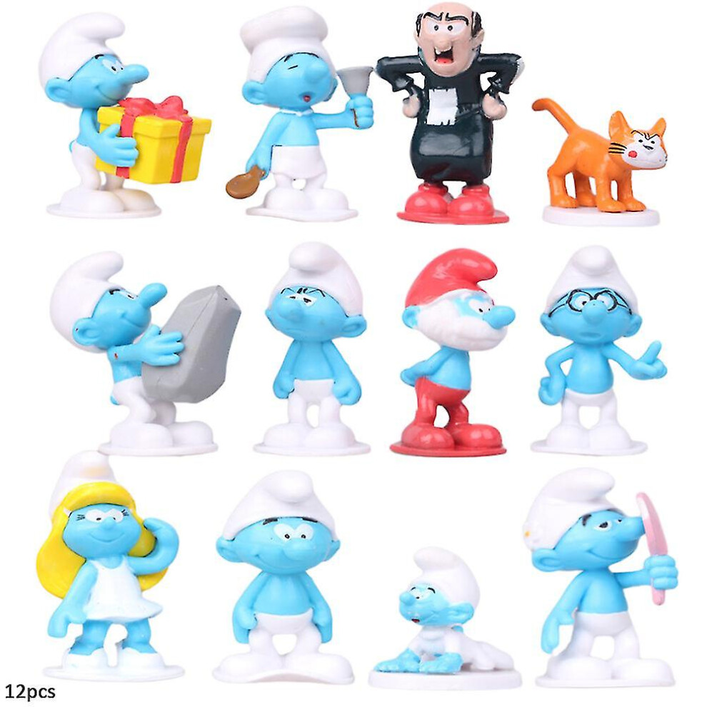 12pcs/set Smurfs Figure Toys Model Mini Figures Set Cake Topper Decoration Party Favor Supplies Kids Gifts-image-OPC-PDWWFGK-NEW