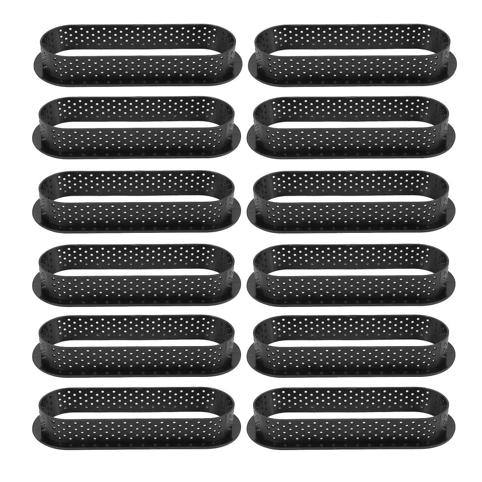 12 Pieces Oval Tart Rings Heat-resistant Perforated Cake Mousse Ring Non Stick Bakeware Tart Mini C (haoyi