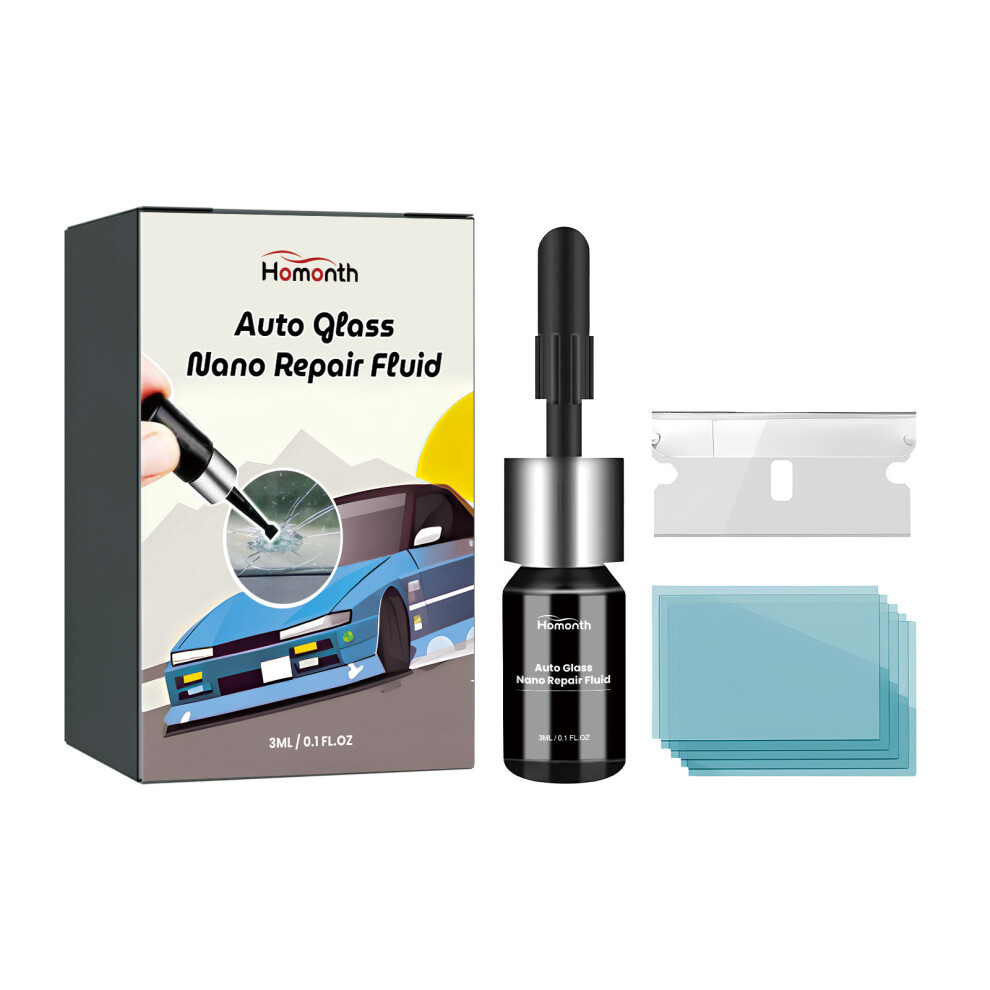 (3ml+blade 1pcs+cured film 5pcs) Auto Glass Nano Repair Fluid Quickly Repair Car Windshield Cracks