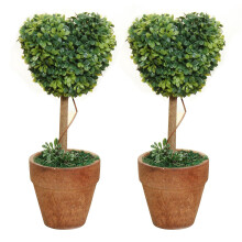 2x Plastic Garden Grass Ball Topiary Tree Pot Dried Plant For Wedding Party Decor(heart-shaped)