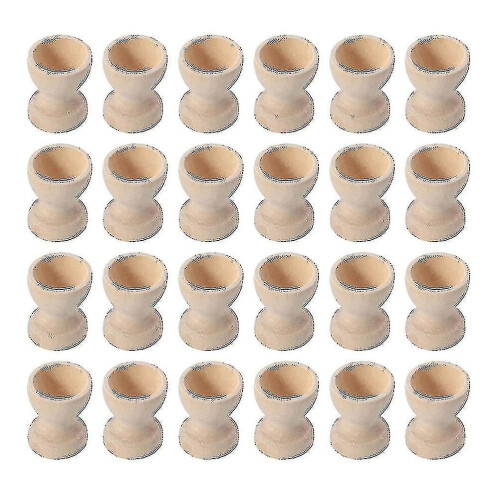 24 Pieces Of Wooden Shelf Egg Cup Egg Storage Rack Easter Egg Cup Household Use