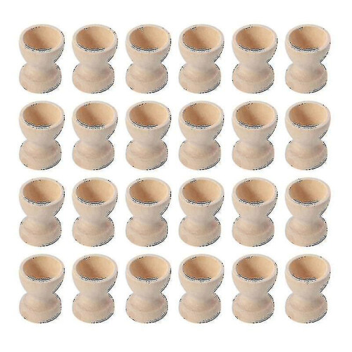24 Pieces Of Wooden Shelf Egg Cup Egg Storage Rack Easter Egg Cup Household Use 2