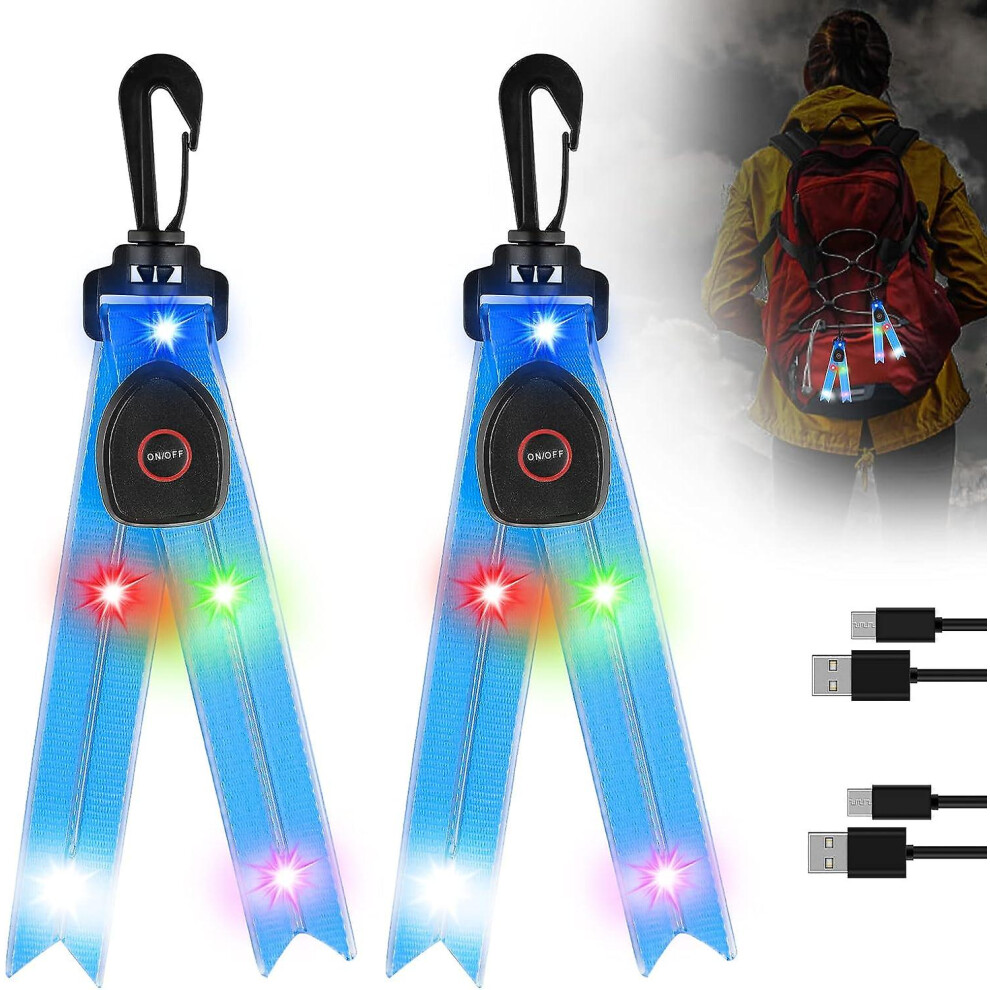 2 Pack Led Flashing Light For Kids Usb Rechargeable Flashing Light Reflector Schoolbag Light For School Bag Backpack Hiking Jogging