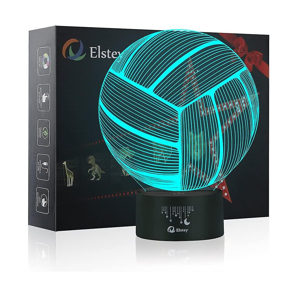 Wekity Volleyball 3d Lamp Optical Illusion Night Light, 7 Color Changing Touch Switch Acrylic Flat