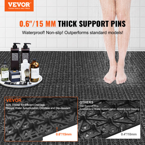 VEVOR Tapis de Drainage Modulaire VEVOR, 12 Pack 12" x 12" Tapis Interlockables en PVC 1