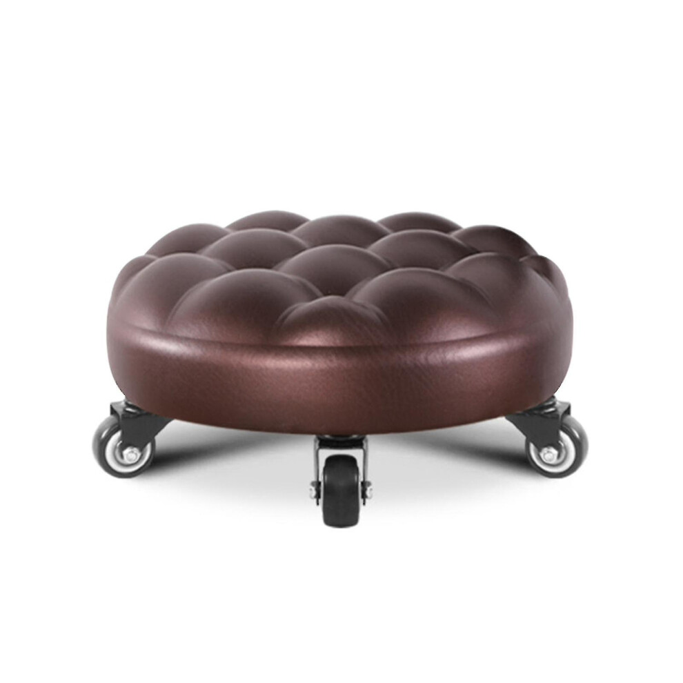 360 Rotating With Wheel Heavy Duty Rolling Stool Multifunctional Low Pu Leather