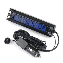 3 In 1 car digital auto thermometer voltmeter clock volt temperature monitor 12v outdoor indoor led