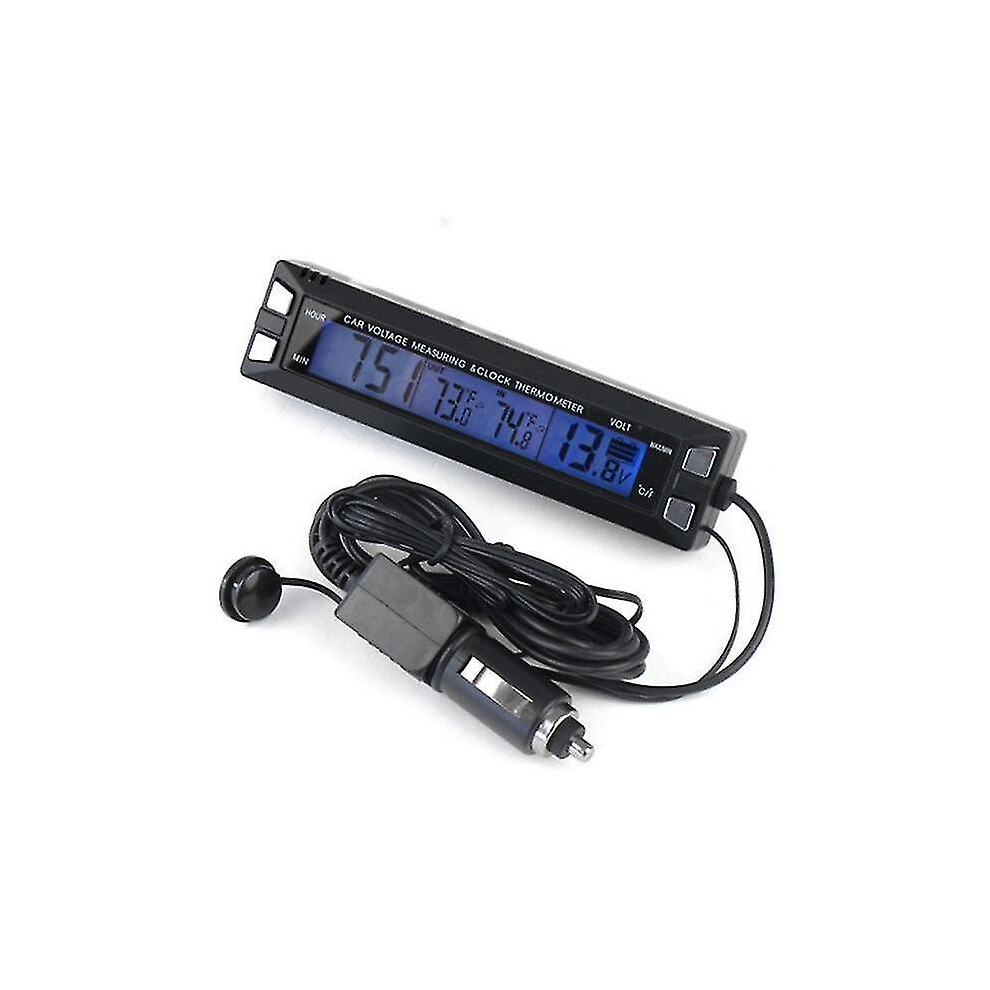 3 In 1 car digital auto thermometer voltmeter clock volt temperature monitor 12v outdoor indoor led