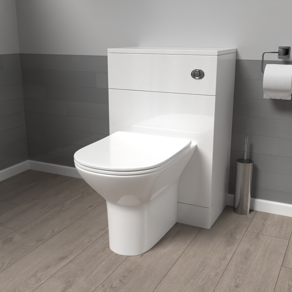 Nes Home 500mm WC Unit & Rimless Round Back To Wall Toilet With Cistern