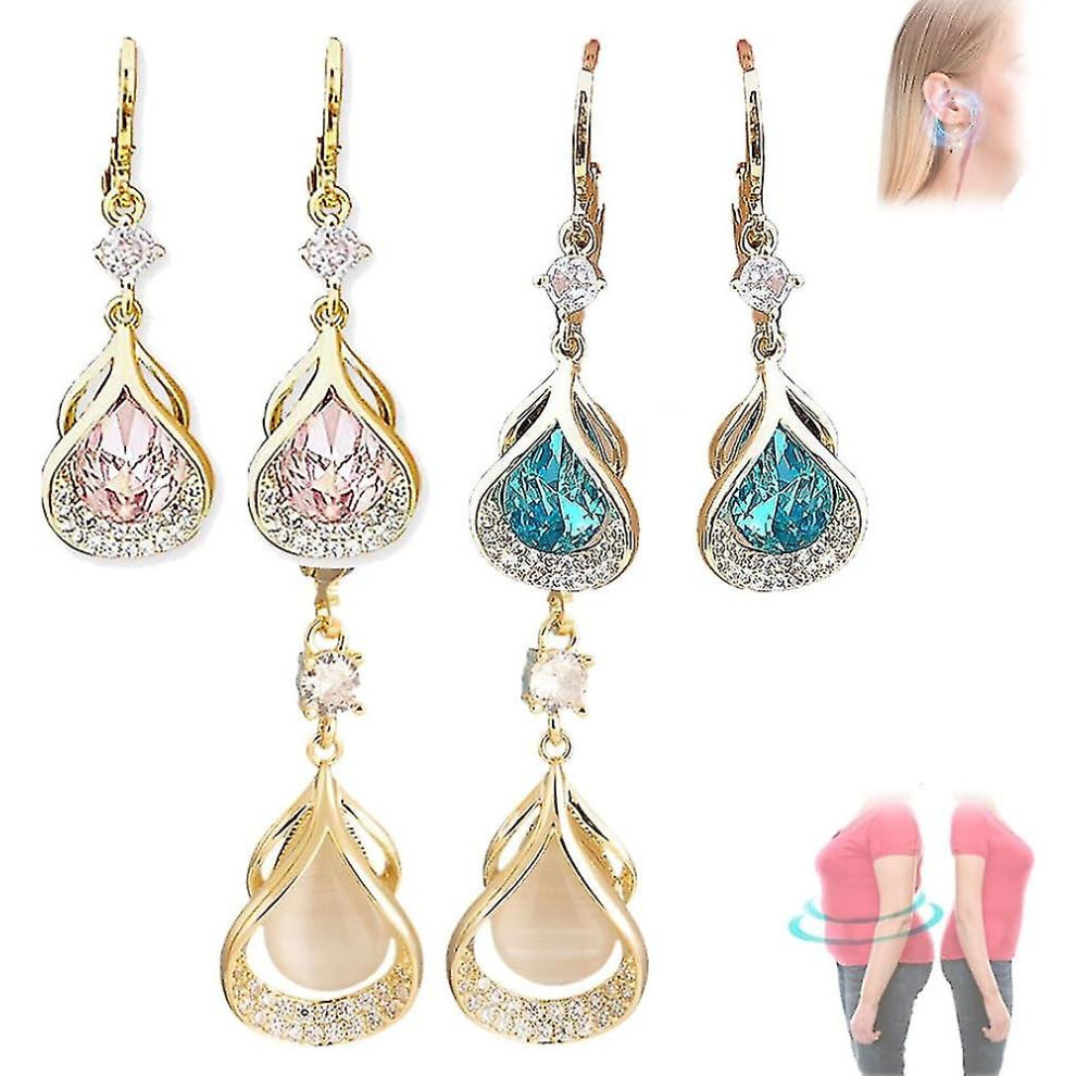 3pairs Magnetogen Earrings, Lymphvity Magnetic Therapy Earrings, Acupuncture Earrings, Lymph Drainage Earrings For Women