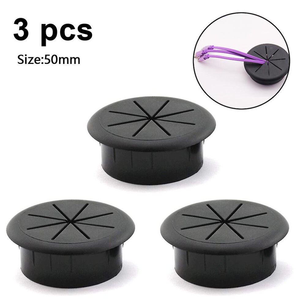 3pcs Desk Cord Grommets Wire Cable Hole Cover For Office Pc Desk Cable Cord Cover Black