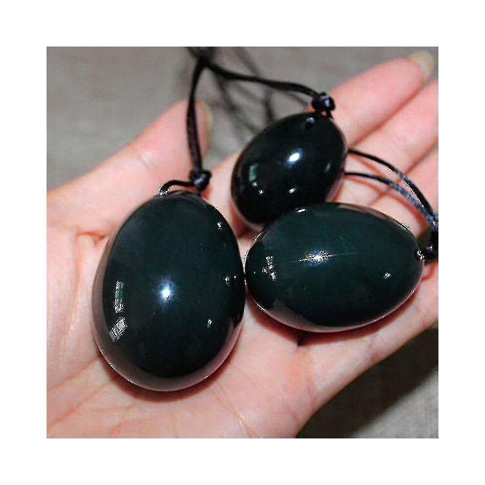 3pcs Nephrite Jade Eggs Set For Women - Kegel Exercise, Vaginal Muscle Tightening, Drilled Massage
